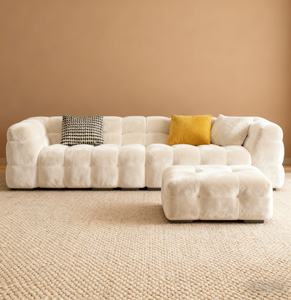 <span class=keywords><strong>Canapé</strong></span> en mousse nuage de style crème français, design capitonné incurvé, montage facile, taille personnalisée, <span class=keywords><strong>canapé</strong></span> compressé pour appartements et espaces de vie - Product Image 2