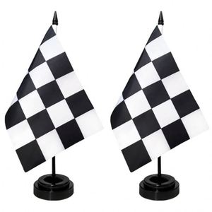 Factory Wholesale 100% Polyester Eco-Friendly Digital Printing PVC Flagpole Black White Checkered Racing Table <b>Flags</b> 11.8inch - Product Image 1