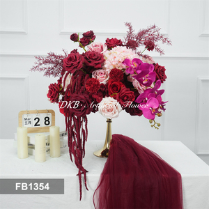 Factory wholesale Luxury <b>Artificial</b> silk Red 40cm Flower Ball for Wedding Table Dining Centerpieces - Product Image 2