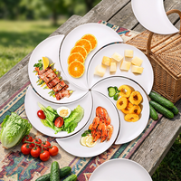 Ensemble de plateaux de service en céramique de forme lune personnalisée pour la maison et les restaurants, plats assortis pour la restauration