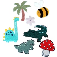 Patchs brodés en chenille ludiques et colorés, appliques thermocollantes, motifs chat, abeille, dessin animé, en tissu peluche, pour vêtements d'enfants, chapeaux et vêtements de maison