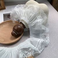 Dentelle en maille blanche double couche de 9 cm de large, haute élasticité, pour accessoires de cheveux Lolita, vêtements pour poupées et animaux de compagnie