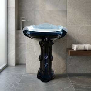 Lavabo Rectangular de Cerámica Tamaño King con Pedestal Completo, Lavabo de Baño de Diseño Moderno - Product Image 3