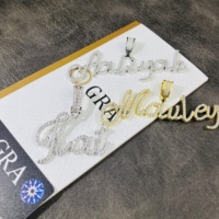 Bijoux de mode hip hop s925 argent vvs moissante nom personnalisé pendentif initiales cursives lettre collier pour femmes hommes