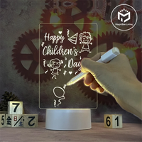 Lampes de nuit LED lumineuses transparentes USB, lampe de nuit en acrylique lumineuse, tableau d'affichage effaçable, calendrier, ornements de bureau