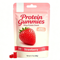 Gummies protéinés au goût fraise pour adultes, marque privée, 17g de protéines de haute qualité par portion, soutien à la récupération musculaire et à l'énergie