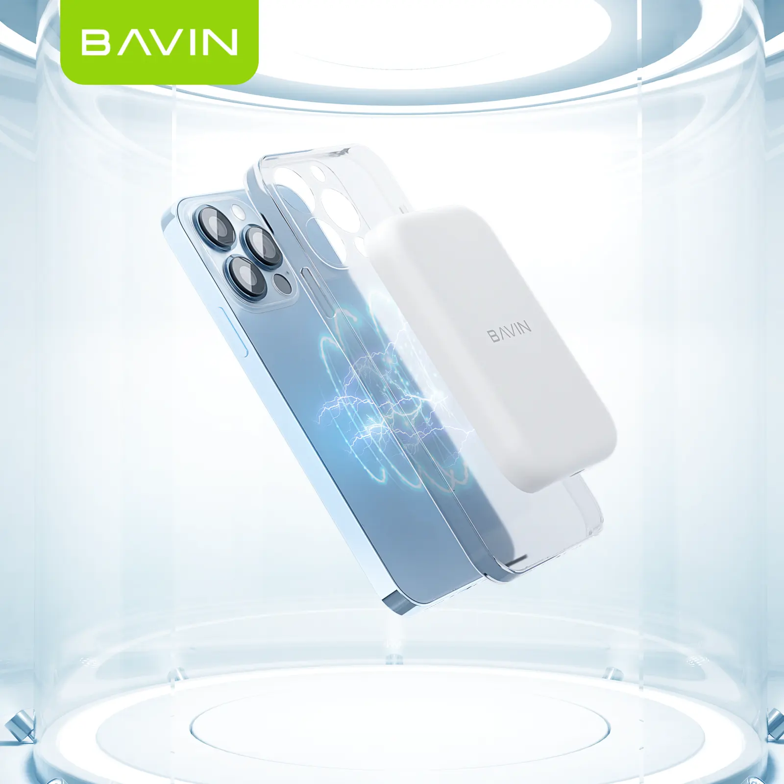 Charging Bank BAVIN Custom Wholesale Price Mini Wireless Charging Backpack 5000 Mah Power Bank And Wireless Charger For Phone PC029