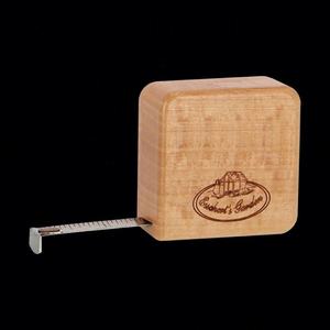 Venta caliente Mini cinta métrica de acero Cinta métrica cuadrada de madera con logotipo - Product Image 1