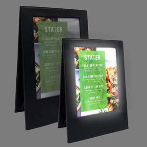 Support de menu numérique en cuir PU avec éclairage LED, 2 lumières, format A5, rétroéclairé, pour table de dessert, bar, club - Product Image 3