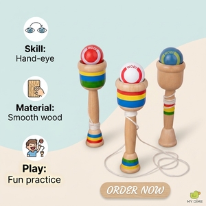 Jouet en bois Montessori Qiaike pour attraper les balles, pour enfants, coordination œil-main, <span class=keywords><strong>jeu</strong></span> éducatif d'extérieur, fournisseur OEM - Product Image 2