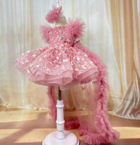 Nuovo Arrivo Personalizzato: Abito Rosa per il Primo Compleanno della Bambina <span class=keywords><strong>con</strong></span> <span class=keywords><strong>Farfalle</strong></span> 3D, Lussuoso <span class=keywords><strong>Vestito</strong></span> da Cerimonia Senza Maniche Ricamato - Product Image 5