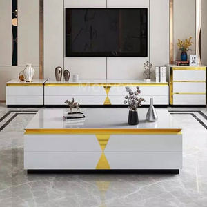 Set di <span class=keywords><strong>tavolino</strong></span> di lusso moderno vendita calda semplici mobili per la casa per il soggiorno in vetro e metallo per uso domestico o <span class=keywords><strong>sala</strong></span> - Product Image 4