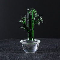 Décoration d'intérieur pour salon, salle à manger, chambre : Figurine d'ornement en verre Murano soufflé à la main, motif cactus et fleur, pour pot de plante