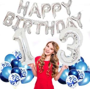 Actory-Juego de globos de feliz cumpleaños, de feliz cumpleaños decoración de fiesta, letras y números, película de aluminio de látex - Product Image 2