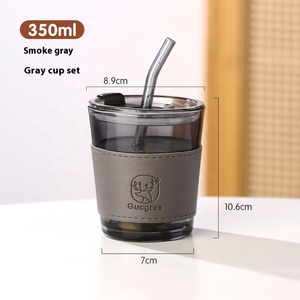 Bottiglia d'<span class=keywords><strong>Acqua</strong></span> <span class=keywords><strong>in</strong></span> <span class=keywords><strong>Vetro</strong></span> Lakuna dal Design Moderno, 450ml, Resistente alle Alte Temperature, Grigio/Marrone, Logo Personalizzabile, con Cannuccia, per Uso Domestico - Product Image 6