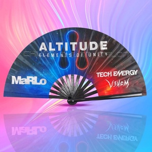 พัดผ้ากระดาษไม้ไผ่พับได้พร้อมพัดกระดาษพิมพ์โลโก้แบบออกแบบได้ตามต้องการ - Product Image 2