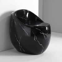 Cuvette de toilette monobloc en marbre noir en forme d'œuf, design moderne, nouvelle Offre Spéciale, commode en céramique montée au sol pour salle de bain