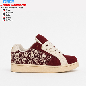 Baskets personnalisées à motif tête de mort, style skate, basses, en daim, tendance, respirantes, antidérapantes, confortables pour hommes, vente en gros - Product Image 2