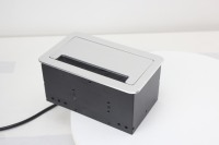 Boîtier de connectivité de table, argenté, 2 prises EU standard, 2 USB-A, 1 Type C, Cat6, HDMI, argenté