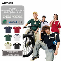 Polo à demi-zip en mélange de coton respirant 240 GSM pour vêtements de travail d'entreprise avec logo brodé personnalisé