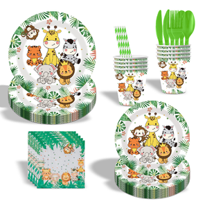 Assiettes en papier jetables pour fête d'anniversaire pour enfants sur le thème des <span class=keywords><strong>animaux</strong></span> <span class=keywords><strong>de</strong></span> <span class=keywords><strong>la</strong></span> forêt <span class=keywords><strong>de</strong></span> dessin animé - Product Image 2