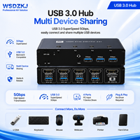 Commutateur KVM 4 ports Hardrock pour 2.1 3D, métal, 8K60Hz, hub USB 3.0 avec télécommande IR pour la mise en partage de plusieurs ordinateurs