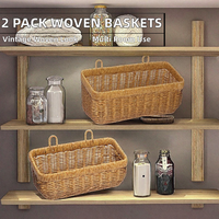 Panier de rangement mural en jacinthe d'eau tressée, fait main, pour la maison, la cuisine et la salle de bain (vente en gros)