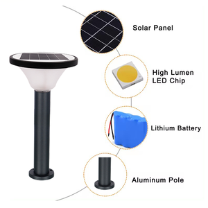 7W Aluminum LED Solar Garden <b>Light</b> IP65 Waterproof Outdoor Landscape Plastic Lawn Lamp <b>Post</b> White 120 Beam Angle Dimmable RoHS S - Product Image 4