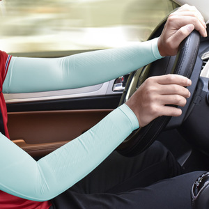 Manchons de bras d'extérieur en soie glacée, protection anti-UV, pour le cyclisme, la course, la randonnée, la pêche, unisexe, adulte, bleu ciel, gris - Product Image 1