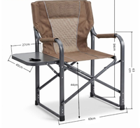 Chaise de jardin pliable portable, légère, moderne, pour le camping en plein air, avec table latérale et pochette de rangement