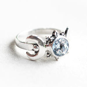Anillo de Moissanita con Forma de Luna F1501, Engaste de Plata, Anillos de Piedras Preciosas para Uso Diario de Mujer, Corte Brillante Redondo - Product Image 3