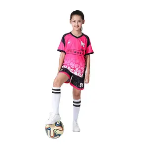 Interesting custom logo pattern moisture wicking kids soccer jersey uniform