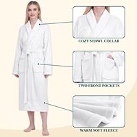 Peignoir de bain pour femmes en polaire doux et moelleux, confortable et chaud, à manches longues, pour la douche et le spa
