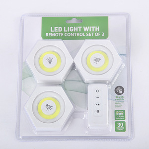 Led Light With Remote Control Set Of 3 <b>Touch</b> <b>Switch</b> Battery Operated Night Light For Home Cabinet Decorative Lighting - Product Image 1