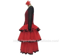 Robe de danse pour filles robe de scène tutu de danse variation espagnole jupe en dentelle gâteau à trois couches robe de longueur cheville de danse de ballet