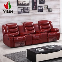 Fauteuil inclinable de cinéma maison moderne Foshan avec porte-gobelet extensible, revêtement en cuir synthétique sur un cadre métallique