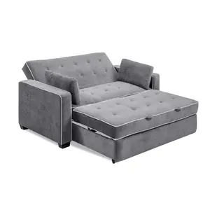 Baihai sang trọng hiện đại màu xám da Sofa giường phòng khách nhung nhiều sofa gấp sofa tường giường - Product Image 1