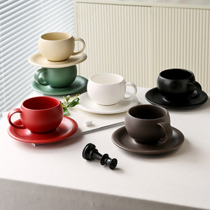 Juego de tazas y bandejas de café de cerámica <span class=keywords><strong>mate</strong></span> de 300ml, <span class=keywords><strong>taza</strong></span> de café expreso de cerámica para restaurante, <span class=keywords><strong>taza</strong></span> de leche para desayuno con asa, <span class=keywords><strong>taza</strong></span> de capuchino - Product Image 4