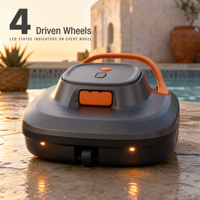 Robot nettoyeur de piscine automatique sans fil pour piscines hors sol et enterrées à fond plat, 120 m², 3,7 kg, démarrage à un bouton