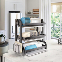 Support d'égouttage de vaisselle de cuisine multifonctionnel en métal durable, sans installation, design étanche, style moderne pour le rangement des bols à vaisselle