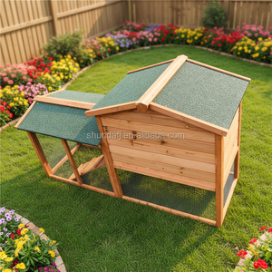 SDR003 - Conejera y Jaula de Madera para Exteriores, Moderna, Impermeable, con Diseño Impreso para Animales Pequeños, Casa para Mascotas - Product Image 3