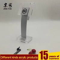 Support d'affichage moderne pour écouteurs en acrylique avec porte-logo pour utilisation sur bureau, étagère inclinée verticale, design personnalisé en plexiglas argenté