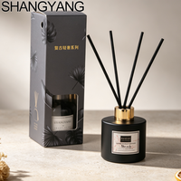 Bouteille diffuseur à roseaux en verre noir personnalisée de 140 ml, vide, ronde, pour aromathérapie, pour parfum d'intérieur