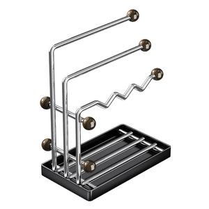Estante de Almacenamiento de Acero Inoxidable para Encimera de Cocina, 3 Niveles, con Bandeja de Drenaje, Porta Paños de Cocina, Estante Esquinero - Product Image 2