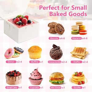 Boîtes de boulangerie blanches personnalisées avec fenêtre pour biscuits, gâteaux, beignets, cupcakes, macarons, emballages en papier pliables, contenants à emporter pour boulangerie - Product Image 5