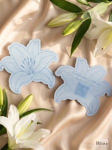 Tarjeta de Invitación de Boda con Diseño Floral en Relieve, Impresión Offset, Patrón de Lirios Rosados Anna Julian - Product Image 3