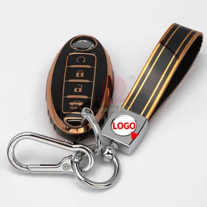 Porte-clés en tpu avec logo personnalisé souple et durable pour Nissan 2 pièces couverture de clé de voiture en TPU étanche avec porte-clés