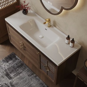 BALOM Vintage Classic Style Bathroom Cabinet Large Capacity Wood Plywood <b>Vanity</b> with Smart Mirror and OEM Factory - Product Image 4