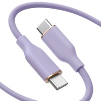 Cable de Carga Rápida USB-C a USB-C de 65W PD, Cable Cargador Duradero de Silicona Líquida para Laptop, Android, iPhone, Transferencia de Datos de 480Mbps