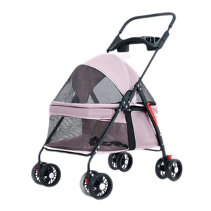 Foldable Pet Stroller With <b>4</b> <b>Wheels</b> Breathable Mesh Dog Carrier Portable Travel <b>Trolley</b> For Outdoor Use - Product Image 1